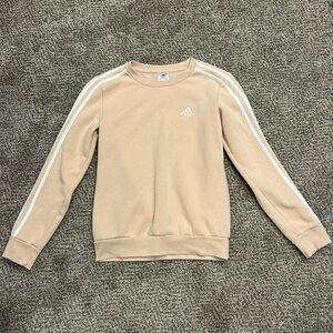 Adidas 3-Stripe Crewneck Sweatshirt, Women’s XS, Beige